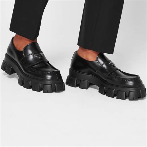 prada loafer chocolate|prada monolith loafer.